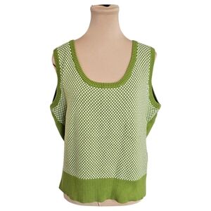 Jessica Green Sleeveless Geometric Pattern Sweater Vest Sz L